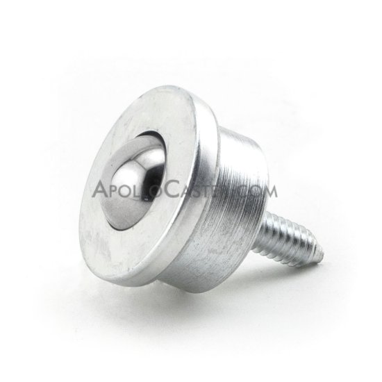 Ball Transfer; 5/8\" Carbon Steel ball; Threaded Stud (1/4\"-20TPI x 3/4\"); Machined steel housing and stud; 125#; 13/16\" load height (Item #88651)