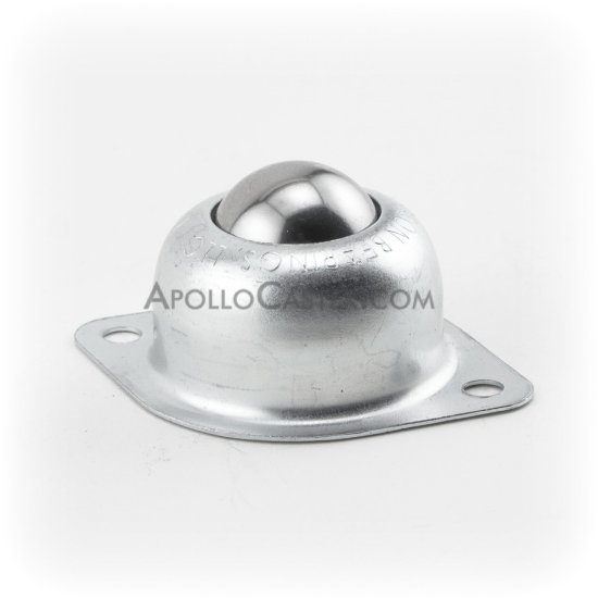 (image for) Ball Transfer; 1" carbon steel ball and Housing; Flange (2"x2-3/4"; 2-hole spacing: 2-3/16"; 3/16" bolt); 75#; 1-3/16" height (Item #89362) - Click Image to Close