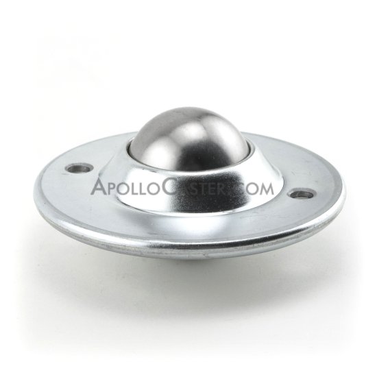 Ball Transfer; Low Profile; 1-1/2\" Stainless Steel ball; Flange (3-11/16\" diameter: two 1/4\" holes: 2-3/4\" apart); CarbonSteel flange; 200#; 1-1/8\" profile (Item #88817)