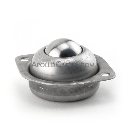 Ball Transfer; Low Profile; 1\" Stainless Steel ball; Flange (2-1/8\"x2-3/4\": two holes: 2-3/16\" apart); Carbon Steel housing; 75#; Low 3/4\" inch profile (Item #88805)