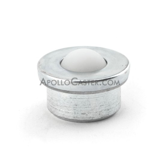 Ball Transfer; 5/8\" nylon ball; Round drop-in Base; 15/16\" diam x 7/16\" deep; Carbon Steel housing; 125#; 3/8\" load height (Item #89243)