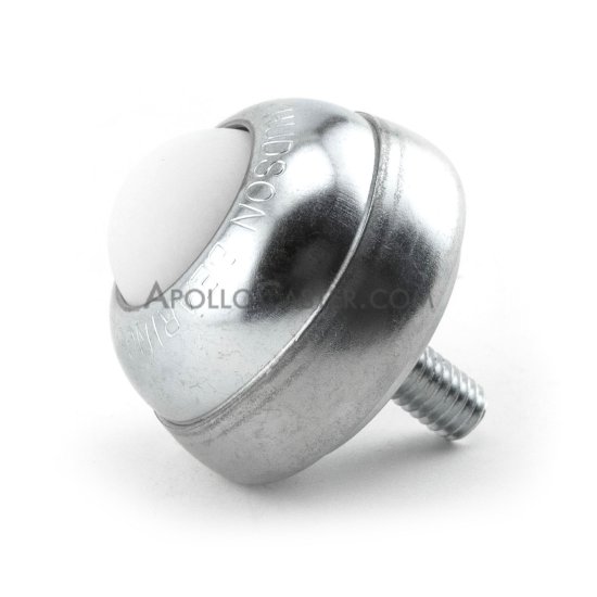 Ball Transfer; 1\" Nylon ball; Threaded Stud; 5/16\"-18TPI x 11/16\"; Zinc-plated cup and stud; 75# (Item #89345)