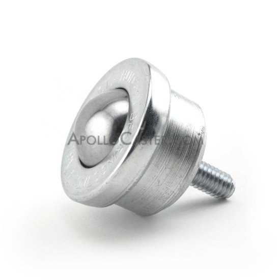 Ball Transfer; 1\"; Carbon Steel ball; Threaded Stud; 5/16\"-18TPI x 3/4\"; Machined steel housing and stud; 200#; 5/8\" load height (Item #88652)