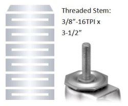 (image for) Glide; base is 3/8 tall x 1-3/8 diam; Nylon Base; Threaded Stem (3/8"-16TPI x3-1/2"); Zinc; 150# (Item #88113)