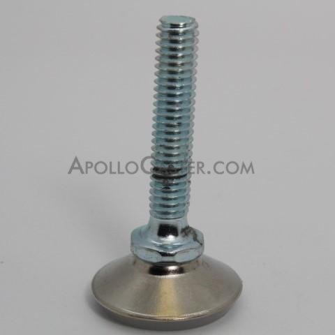 Swiveling Leveler Glide; 5/8\" Tall 1-1/8\" Diam HDPE Base, Nickel Plated Steel Cover; Stainless Steel Threaded Stem (5/16\"-18TPI x 1-1/2\"); Slant base/ Swivel (Item #87594)