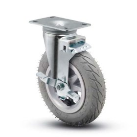 (image for) Caster; Swivel; 6x1-1/4; Flat Free (No Air!) (Grey); Top Plate (2-5/8x3-3/4; holes: 1-3/4x2-3/4 slotted to 3; 5/16 bolt); Zinc; Ball Brng; 150#; Tread brake (Item #67098)