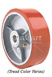 (image for) Wheel; 6" x 2"; PolyU on Cast Iron; Roller Brng; 5/8" Bore; 2-7/16" Hub Length; 1200# (Item #88219)