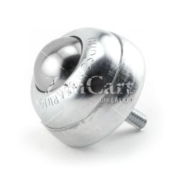 (image for) Ball Transfer; 1"; Carbon Steel ball; Threaded Stud; 1/4"-20TPI x 11/16"; Zinc-plated housing and stud; 75#; 1-3/8" load height; High Temp (400F; no seal or oil (Item #88223)