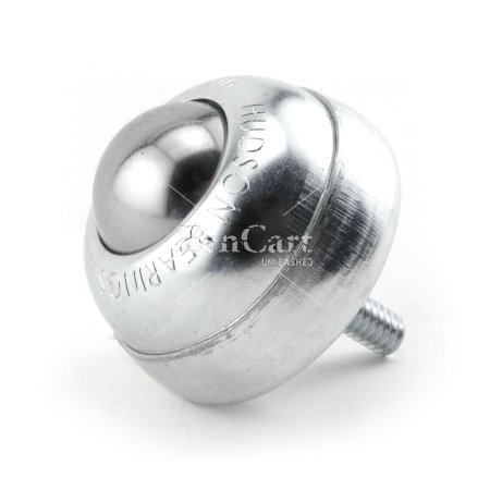 (image for) Ball Transfer; 1"; Carbon Steel ball; Threaded Stud; 1/4"-20TPI x 11/16"; Zinc-plated housing and stud; 75#; 1-3/8" load height; High Temp (400F; no seal or oil (Item #88223)