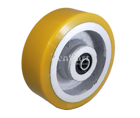 (image for) Wheel; 8" x 2"; PolyU (1/2"; 95A) on Cast; Prec Ball Brngs; 1/2" Bore; 2-7/16" Hub Length; 2000#; 3-year Warranty (Item #88849)