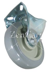 (image for) Caster; Rigid; 5" x 1-1/4"; PolyU on PolyO (Gray); Plate; 2-1/2"x3-5/8"; holes: 1-3/4"x2-7/8" (slots to 3"); 5/16" bolt; Zinc; Ball Brng; 300# (Item #68757)