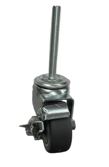 (image for) Caster; Swivel; 3" x 1-1/4"; Gray TPR Rubber; Threaded Stem (1/2"-13TPI x4"); Zinc; Prec Ball Brngs; 210#; Dust Cover (Plastic); Thread guards; Wheel Brake (Item #63367)