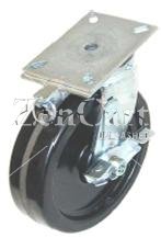 (image for) Caster; Swivel; 4" x 2"; Polyolefin; Plate; 4"x4-1/2"; holes: 2-5/8"x3-5/8" (slots to 3"x3"); 3/8" bolt; Roller Brng; 700#; Position Lock; Wheel brake (Item #69171)