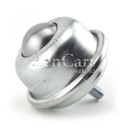 (image for) Ball Transfer; 1-1/2"; Carbon Steel ball; Threaded Stud; 3/8"-16TPI x 1"; Zinc-plated steel housing and stud; 250#; 2-5/16" load height (Item #89432)