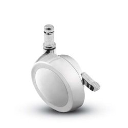 Caster; Ball; Swivel; 2-1/2; Metal/ Zinc; Grip Ring; 7/16x7/8; Bright Chrome; Acetyl/ Resin Brng; 100#; Pedal Lock; Wheel (Item #69182)
