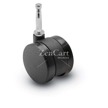 (image for) Caster; Twin; Swivel; 2" (50mm); Polyurethane; Grip Neck; 5/16"x1-1/2"; Black; Rivet Brng; 75# (Item #69554)