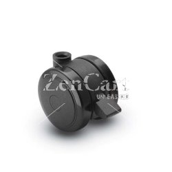 (image for) Caster; Twin; Swivel; 2" (50mm); Nylon; Stemless; Black; Rivet Brng; 75#; Wheel Brake (Receives Shepherd 0.35"x 1-1/8" stem) (Item #69560)