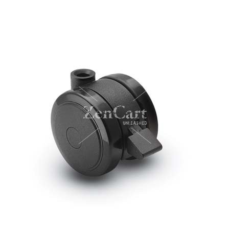 (image for) Caster; Twin; Swivel; 2-3/8 (60mm); Thermoplastized Rubber (Black); Stemless; Black; Rivet; 100#; Pedal Lock; Wheel (Receives Shepherd 0.35" x 1-1/8" stem) (Item #68832)
