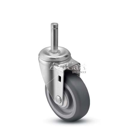 (image for) Caster; Swivel; 5" x 1-1/4"; Thermoplastized Rubber (Gray); Grip Ring (0.845" x 2-3/16"); Stainless; Stainless Prec BB; 300# (Item #64226)