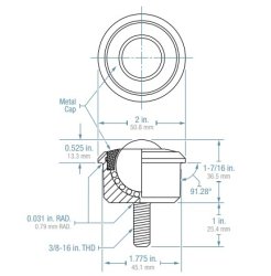 (image for) Ball Transfer; 1-3/16"; Stainless Steel ball matl; Threaded Stem (3/8"-16TPI x 1"); Carbon Steel housing; 750#; 17/32" load height; Hi temp (400 deg) (Item #87653)