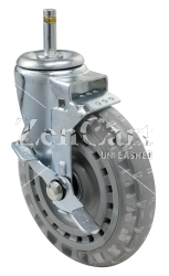 (image for) Caster; Swivel; 6" x 1-1/4"; Polyurethane (Clear); Grip Ring (7/16" x 1-7/16" w/ brass band); Zinc; Ball Brng; 300#; Tread brake (Item #67378)