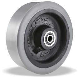 Wheel; 10" x 3"; 1" Thick 95A Gray PolyU on CastWheel; 10" x 3"; 1" Thick 95A Gray PolyU on Cast Iron; Sealed Prec Ball Brngs; 1" Bore; 3-1/2" Hub Length; 4000# (Item #87278)