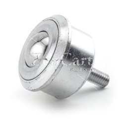 (image for) Ball Transfer; 1-3/16"; Stainless Steel ball matl; Threaded Stem (3/8"-16TPI x 1"); Carbon Steel housing; 750#; 17/32" load height; Hi temp (400 deg) (Item #87653)