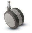 Caster; Twin; Swivel; 3" (75mm); Thermoplastized Rubber (Gray); Grip Ring; 7/16"x1-7/16"; Black/Grey; Riveted Axle; 165# (Item #67807)