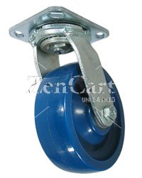 (image for) Caster; Swivel; 5" x 2"; Polyurethane (Solid); Plate (4"x4-1/2"; holes: 2-5/8"x3-5/8" slots to 3"x3"; 3/8" bolt); Stainless; Stainless Roller Brng; 800# (Item #68142)
