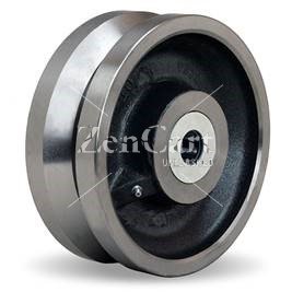 (image for) Wheel; 8" x 3"; V-Groove (1-3/8) Drop Forged 1045 Steel; Prec Ball Brngs; 1" Bore; 3-1/2" Hub Length; 7000# (Item #87266)