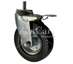 (image for) Caster; Swivel; 6" x 2"; Flat Free (Black); Threaded Stem (1/2"-13TPI x 1-1/2"); Zinc; Ball Brng; 150#; Bolted Hub; Total Lock Brake. Temp sensitive. (Item #63255)