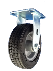 Caster; Rigid; 10" x 3"; Flat Free; Plate (4"x4-1/2"; holes: 2-5/8"x3-5/8" slotted to 3x3; 3/8 bolt); Prec Ball Brng; 280#; Sawtooth tread (Matches 66576) (Item #66575)