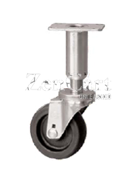 (image for) Leveling Caster; Swivel; 3"x1-1/4"; Polyolefin; Plate (2-3/8"x3-5/8"; holes: 1-3/4x2-7/8 slotted to 3; 5/16 bolt); 300#; Load height: 7.7" - 9.3" (Item #66975)