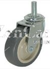 (image for) Caster; Swivel; 4" x 1-1/4"; Thermoplastized Rubber (Gray); Threaded Stem (3/4"-10TPI x 1-3/4"); Zinc; Ball Brng; 250# (Item #66297)