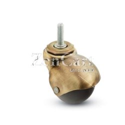 (image for) Caster; Spherical; Swivel; 2"; Polyolefin; Threaded Stem; 5/16"-18TPI x 1"; Antique Brass; Plain bore; 80# (Item #69104)