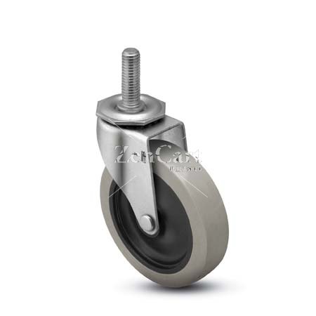 (image for) Caster; Swivel; 4" x 15/16"; PolyU on PolyO (Gray); Threaded Stem (3/8"-16TPI x 1-1/2"); Zinc; Plain bore; 150# (Item #64368)
