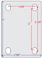 (image for) Caster; Dual; Swivel; 2"x13/16" (x2); Gray TPR; Plate (2-5/8"x3": holes:1-5/8"x2" (slots to 2x2-3/8); 5/16 bolt); Prec Ball Brng; 200#; Thread Grds; Total Lock (Item #67306)