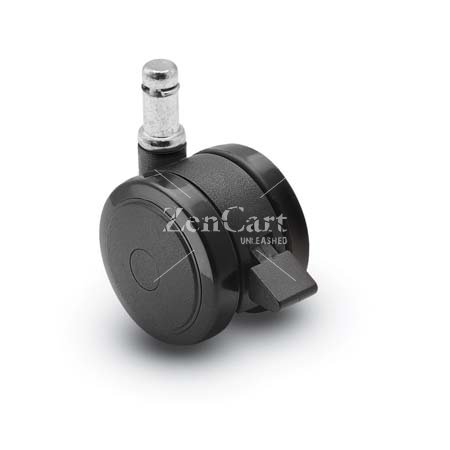(image for) Caster; Twin; Swivel; 2" (50mm); Thermoplastized Rubber (Black); Grip Ring; 7/16x7/8; Black; Rivet; 75#; Pedal Lock; Wheel (Item #68055)