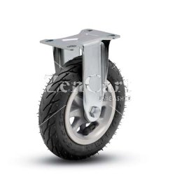 (image for) Caster; Rigid; 6"x1-1/4"; Flat Free (Black); Plate (2-5/8"x3-3/4"; holes: 1-3/4"x2-3/4" slotted to 3"; 5/16" bolt); Zinc; Ball Brng; 150# (Item #67095)