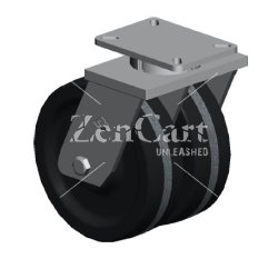 (image for) Caster; Swivel; 10" x Dual 3"; Phenolic; Plate (5-1/4"x7-1/4"; holes: 3-3/8"x5-1/4" slots to 4-1/8"x6-1/8"; 1/2" bolt); Roller Brng; 5800#; Kingpinless (Item #64362)