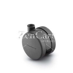(image for) Caster; Twin; Swivel; 2-3/8" (60mm); Nylon; Stemless; Black; Rivet Brng; 100# (Receives Shepherd 0.35" x 1-1/8" stem) (Item #68729)