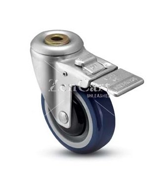 (image for) Caster; Swivel; 3" x 1-1/4"; PolyU on PolyO (Blue); Hollow Kingpin (1/2" bolt hole); Zinc; Precision Ball Brng; 250#; Bearing Cover; Dust Cover); Total Lock (Item #64531)