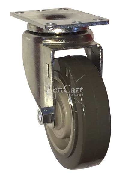 (image for) Caster; Swivel; 3"-1/2x1-1/4"; PolyU/PolyO (Gray); Plate; 2-3/8"x3-5/8"; holes: 1-3/4"x2-7/8" (slotted to 3"); 5/16" bolt; Twin Ball Bearings; 250# (Item #64040)