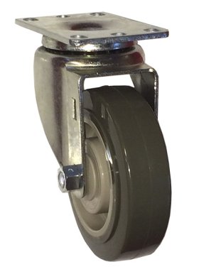 (image for) Caster; Swivel; 3"-1/2x1-1/4"; PolyU/PolyO (Gray); Plate; 2-3/8"x3-5/8"; holes: 1-3/4"x2-7/8" (slotted to 3"); 5/16" bolt; Twin Ball Bearings; 250# (Item #64040)