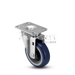 (image for) Caster; Swivel; 4"x1-1/4"; PolyU/PolyO (Blue); Plate; 2-3/8"x3-5/8"; holes: 1-3/4"x2-7/8" (slotted to 3"); 5/16" bolt; Precision Ball Bearing; 300#; Bearing Cvr (Item #63792)