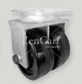(image for) Caster; Rigid; 10" x Dual 3"; Phenolic; Plate (5-1/4"x7-1/4"; holes: 3-3/8"x5-1/4" slots to 4-1/8"x6-1/8"; 1/2" bolt); Zinc; Roller Brng; 5800# (Item #64363)