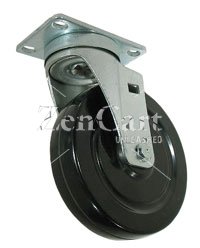 (image for) Caster; Swivel; 5" x 1-1/4"; Rubber (Hard); Plate (2-1/2"x3-5/8"; holes: 1-3/4"x2-7/8" slotted to 3"; 5/16" bolt); Zinc; Ball Brng; 280# (Item #65719)
