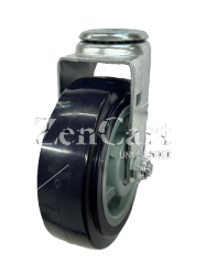 (image for) Caster; Swivel; 6" x 2"; PolyU on PolyO; Hollow Kingpin (1/2" bolt hole); Zinc; Prec Ball Brng; 400# (Item #63026)