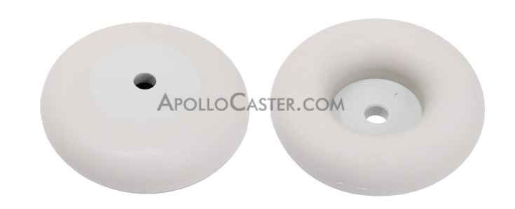 Caster End Bumper; 3-1/4\" Diameter; 1\" Height; Rubber; 1/2\" Hole; Equipped with steel insert. Generally used on the Ends of tubular handles on carts. (Item #87367)