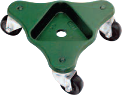 All Purpose Dolly; Three 3" casters with non-marking Hard Rubber wheels; Green Steel Tray for leg retention; 630# Capacity (Item #87013)